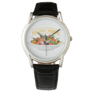 Eet je groenten Quote verse salade mix kom Horloge