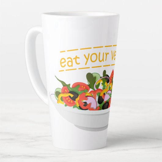 Eet je groenten Quote verse salade mix kom Latte Mok (Linkerhoek)