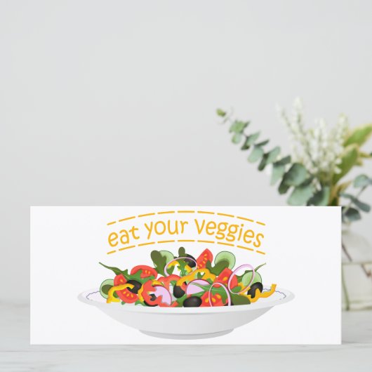 Eet je groenten Quote verse salade mix kom Menu (Staand voorkant)