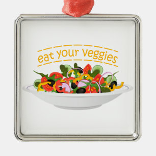 Eet je groenten Quote verse salade mix kom Metalen Ornament