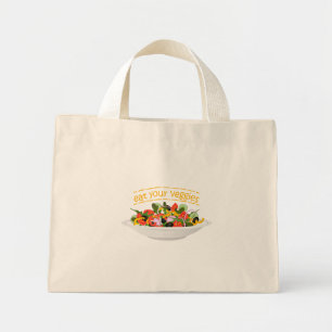 Eet je groenten Quote verse salade mix kom Mini Tote Bag