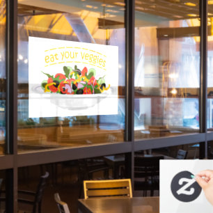 Eet je groenten Quote verse salade mix kom Raamsticker