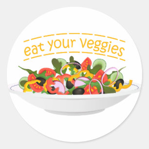 Eet je groenten Quote verse salade mix kom Ronde Sticker