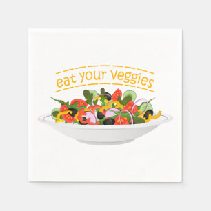 Eet je groenten Quote verse salade mix kom Servet
