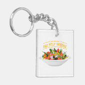 Eet je groenten Quote verse salade mix kom Sleutelhanger (Voorkant Links)