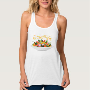 Eet je groenten Quote verse salade mix kom Tanktop