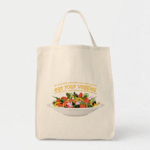 Eet je groenten Quote verse salade mix kom Tote Bag