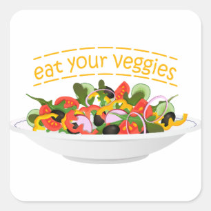 Eet je groenten Quote verse salade mix kom Vierkante Sticker