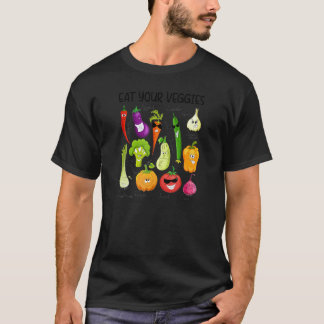 Eet je Groenten Retro 90s Stijl Groente Vegan T-shirt
