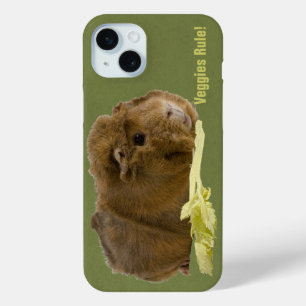 Eet je groenten Schattige Ginger Guinea Pig foto iPhone 15 Mini Hoesje