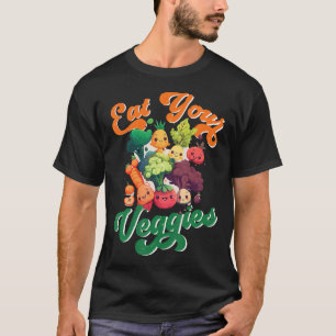 Eet Je Schattige Groenten Kawaii Peuter Vegan Boer T-shirt
