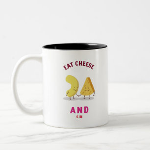 Eet kaas en zonne tweekleurige koffiemok