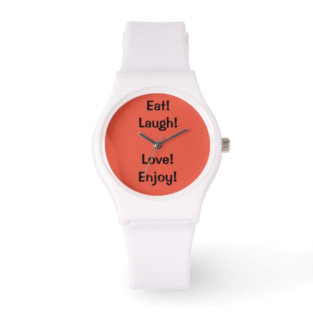 Eet! Lach! Liefs!...Quote Sportief Silicon Horloge (Voorkant)