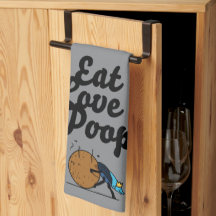 eet liefde poep keukenhanddoek donkergrijs