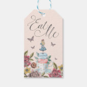 Eet me! Alice in Wonderland Tea Cup & Macaron Cadeaulabel (Voorkant)