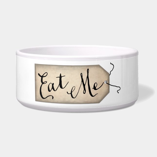 Eet me  papier Label Dog Bowl Voerbakje (Voorkant)