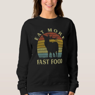 Eet Meer Fast Food Vintage Hertenjacht Jager Trui
