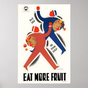 Eet Meer Fruit Vintage Voedsel en Drank Poster