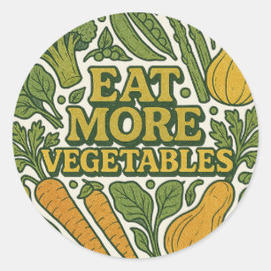 Eet meer groenten en tuinders Art Ronde Sticker