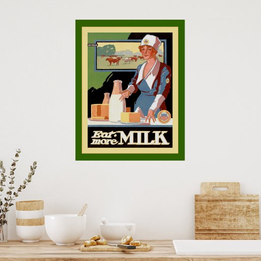 Eet meer melk ~  Adverteren Poster (Keuken)
