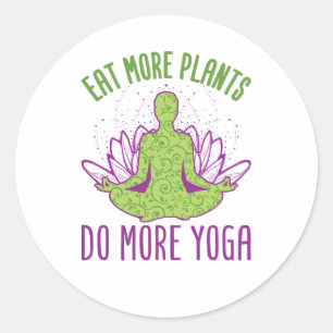 Eet meer Planten doen meer yog Ronde Sticker