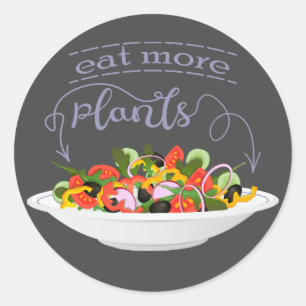 Eet meer planten frisse salade motivatie beletteri ronde sticker