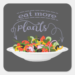 Eet meer planten frisse salade motivatie beletteri vierkante sticker