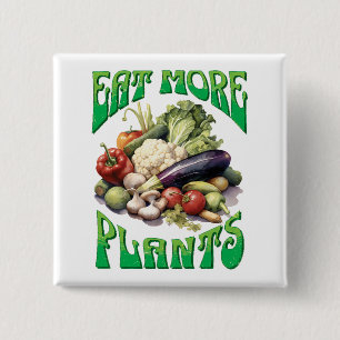Eet meer Planten Vegetarian Vierkante Button 5,1 Cm