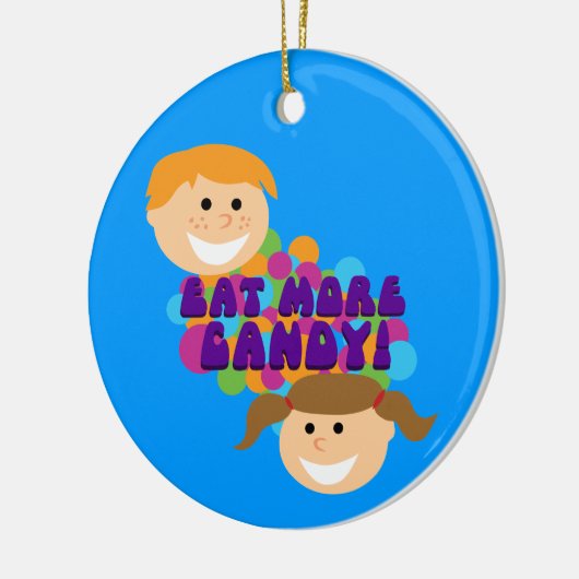 Eet meer Snoep Retro Kinderen Keramisch Ornament (Links)