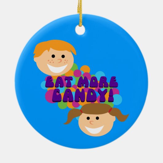 Eet meer Snoep Retro Kinderen Keramisch Ornament (Achterkant)