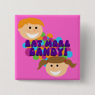 Eet meer Snoep Retro Kinderen Vierkante Button 5,1 Cm