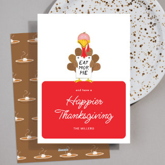 Eet Meer Taart Grappige Kalkoen Gelukkig Thanksgiv Feestdagenkaart