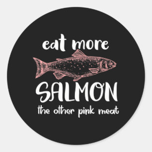 Eet meer zalm De andere roze vlees grappige zalm Ronde Sticker
