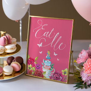 Eet mij Alice in Wonderland Vibrant Florals Poster