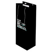 Eet mijn bubbels grappig zwembriem wijn cadeautas (Voorkant Gekanteld)