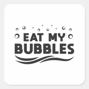 Eet mijn bubbels zwemmen zwembriem vierkante sticker