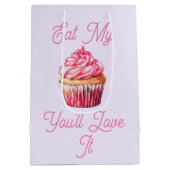 Eet mijn muffin geschenkzak medium cadeauzakje (Achterkant)