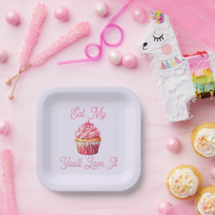 Eet mijn muffin papier Bord