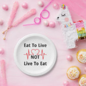 Eet om te leven, niet levend om te eten papieren bordje (Feest)