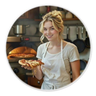 Eet Pizza Foto Personaliseren Aanpassen Keramische Knop
