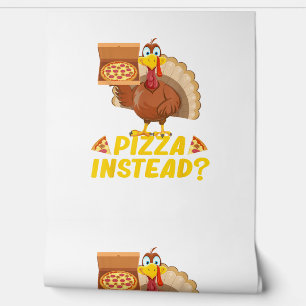Eet pizza in plaats van kalkoen op Thanksgiving Behang