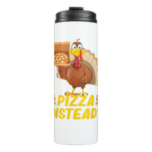 Eet pizza in plaats van kalkoen op Thanksgiving Thermosbeker