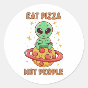 Eet pizza niet mensen ronde sticker
