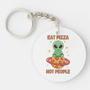 Eet pizza niet mensen sleutelhanger