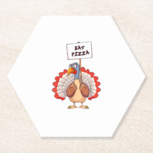 Eet Pizza Turkije Thanksgiving Volwassene Vegan Fu Kartonnen Onderzetters
