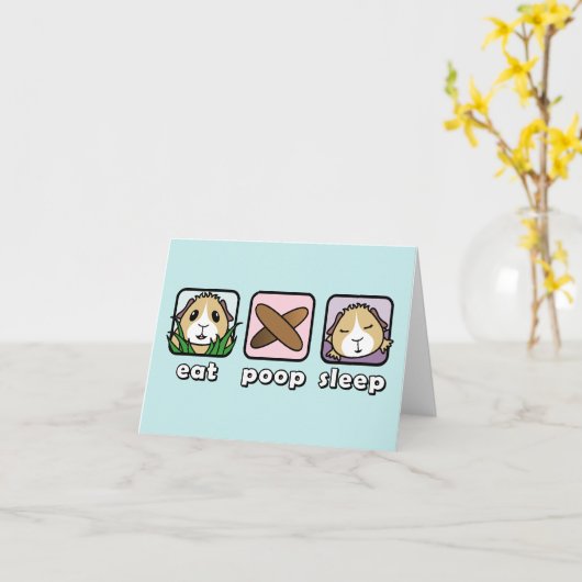 Eet poep Slaap Guinea Pig Groetjes Kaart (Gele Bloem)