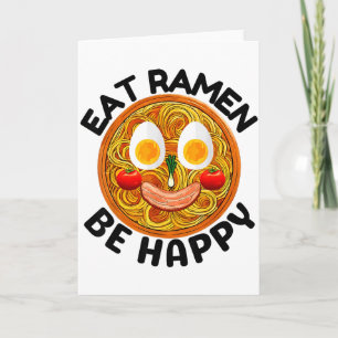 Eet Ramen Wees Gelukkig Kawaii Stijl Grappige Japa Kaart