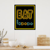 Eet Retro Restaurant Neon Sign Art Print (Keuken)