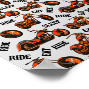 Eet Rijd Slaap Herhaal Grappige Motorrijder Biker Poster
