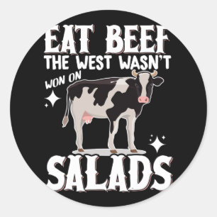 Eet rundvlees het westen werd niet gewonnen op sal ronde sticker